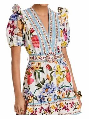 NWT Farm Rio Women's Greek Garden Off-White Mini Dress Sz Small